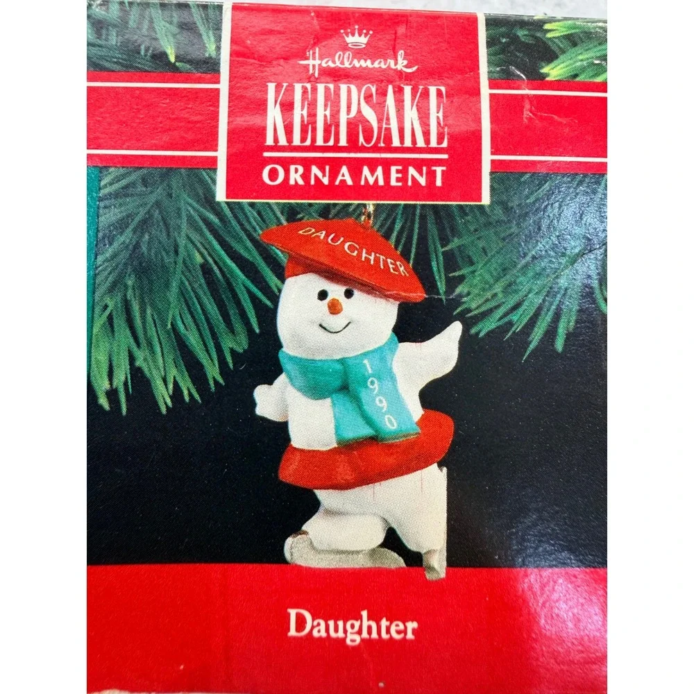 Hallmark Keepsake Ornament 1990 Daughter Snowman Ice Skating Vintage QX449-6